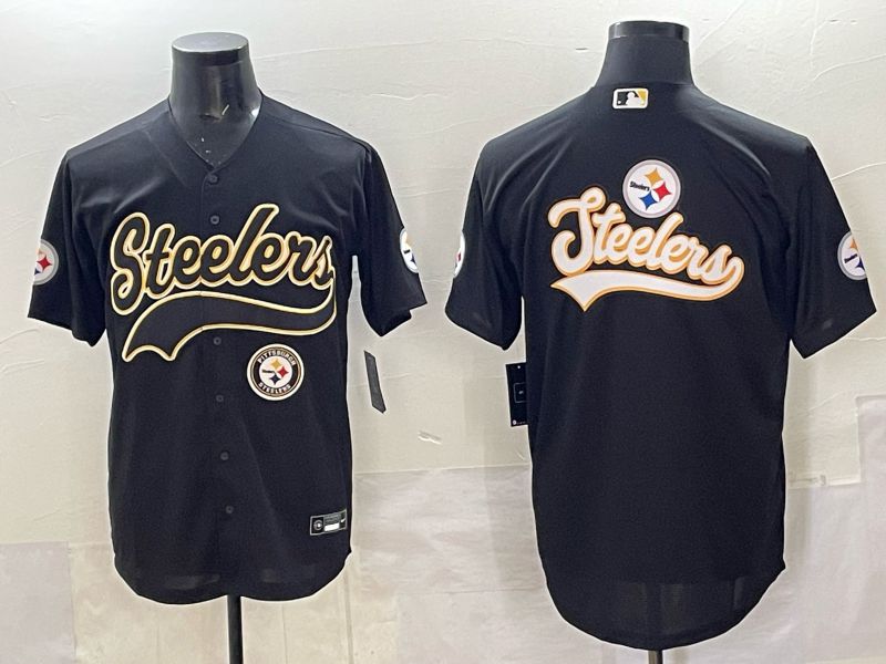 Men 2025 Nike Pittsburgh Steelers Blank Black Joint Name  Limited NFL Jersey style 058